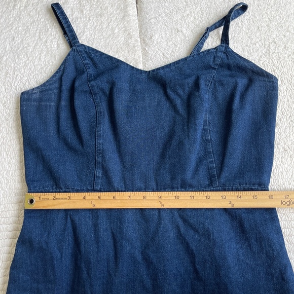 Old Navy Denim Mini Dress Women's L Blue Ruffle Cotton Sleeveless - Picture 10 of 12